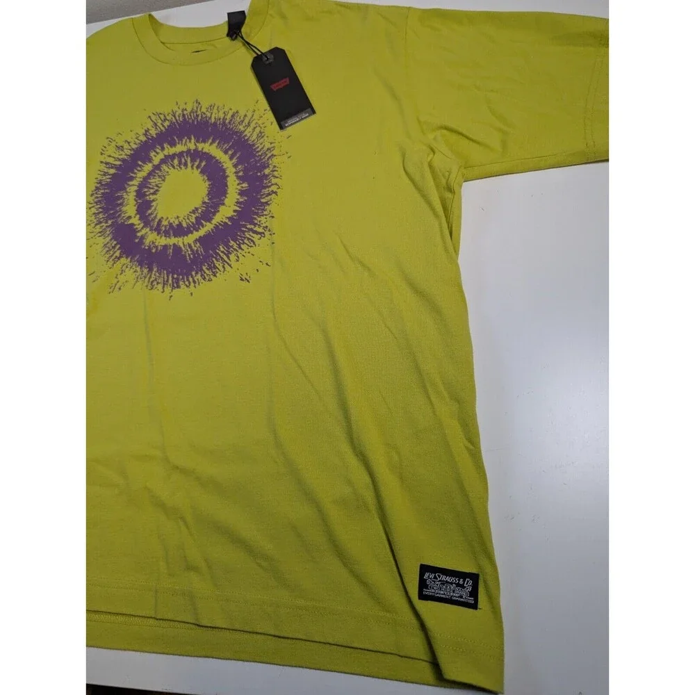 New Levis Mens Skate Relaxed Fit Graphic Boxy T-shirt L Black Hole Green Purple